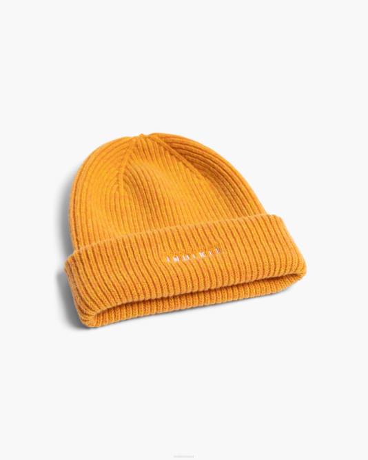 INUIKII Women Orange Bicolor Beanie Accessories B8TL289