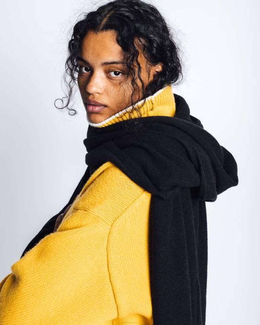 INUIKII Women Black Oversized Wool Scarf Accessories B8TL311