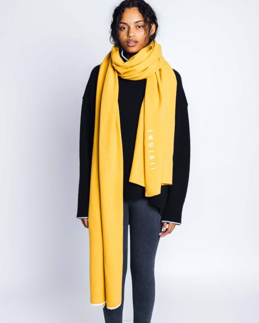INUIKII Women Yellow Oversized Wool Scarf Accessories B8TL309