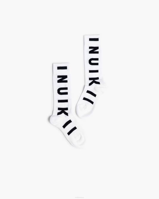 INUIKII Women White - Black Jacquard Socks Accessories B8TL301