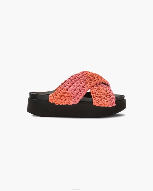 INUIKII Women Pink Platform Woven Batic Footwear B8TL29
