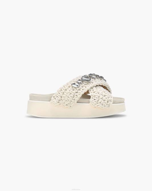 INUIKII Women True White Woven Stones Platform Footwear B8TL9