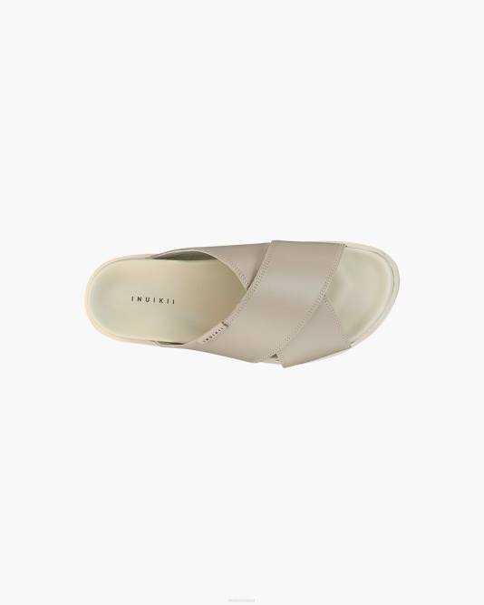 INUIKII Men Beige Crossed Leather Footwear B8TL349