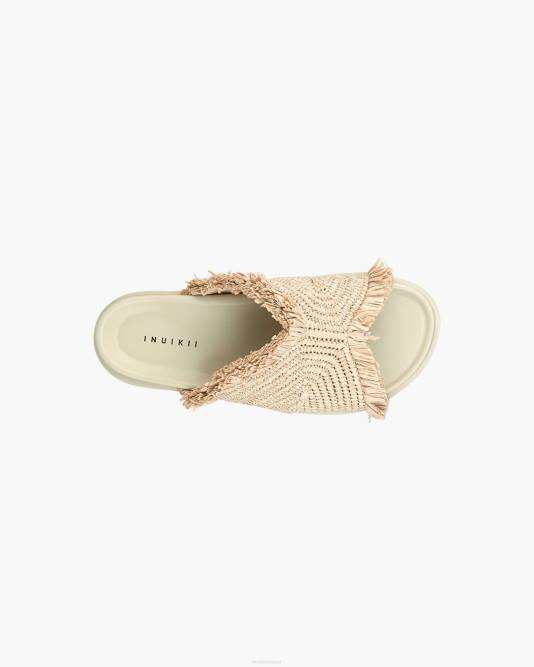 INUIKII Women Beige Raffia Moon Footwear B8TL82