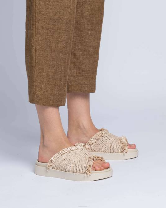 INUIKII Women Beige Raffia Moon Footwear B8TL82