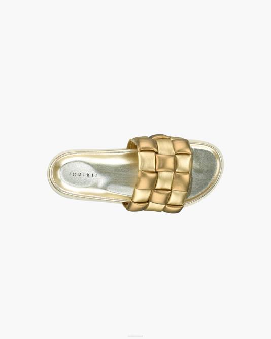 INUIKII Women Beige-Gold Braided Vegan Footwear B8TL94