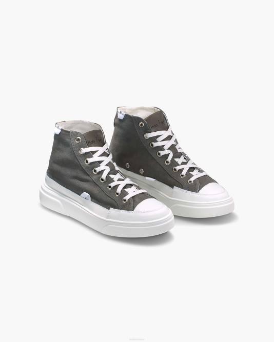 INUIKII Men Grey Canvas Lex High Footwear B8TL330