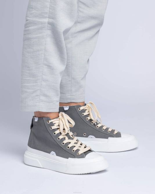 INUIKII Men Grey Canvas Lex High Footwear B8TL330