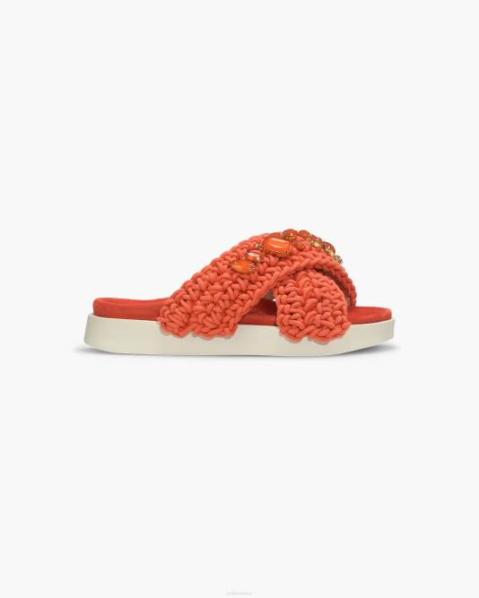 INUIKII Women Orange Woven Stones Footwear B8TL21