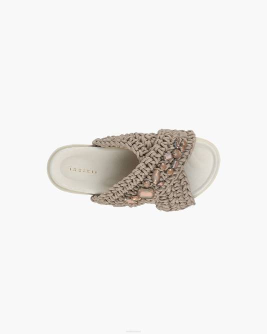 INUIKII Women Taupe Woven Stones Footwear B8TL7