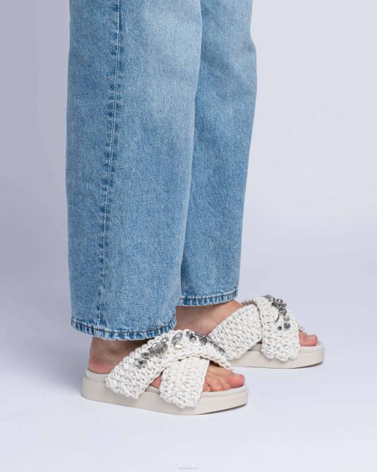 INUIKII Women True White Woven Stones Footwear B8TL2