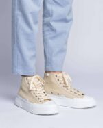 INUIKII Men Beige Canvas Lex High Footwear B8TL328 - Image 3