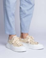 INUIKII Men Beige Canvas Lex Low Footwear B8TL335 - Image 3