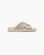 INUIKII Men Beige Crossed Leather Footwear B8TL349