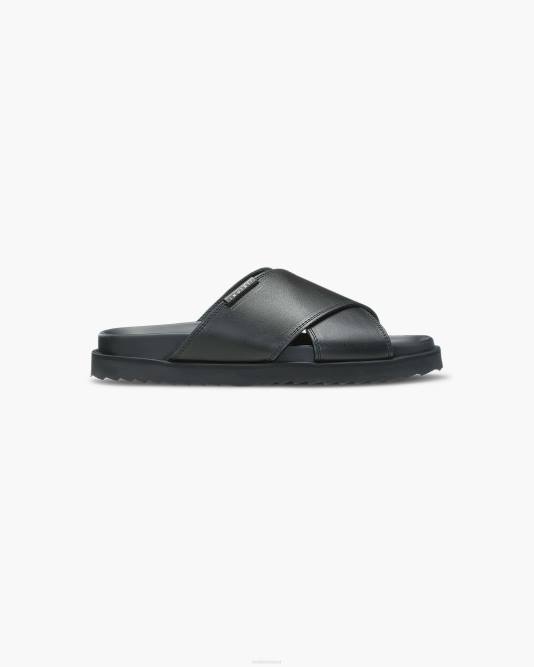 inuikii_men_black_crossed_leather_footwear_b8tl350.jpg INUIKII Men Black Crossed Leather Footwear B8TL350 - Image 1