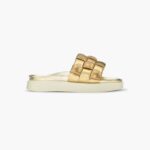 INUIKII Women Beige-Gold Braided Vegan Footwear B8TL94