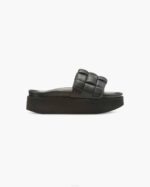 INUIKII Women Black Braided Vegan Platform Footwear B8TL84