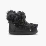 INUIKII Women Black Long Curly Boot Footwear B8TL218