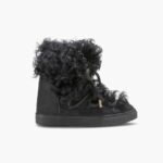 INUIKII Women Black Long Curly Wedge Footwear B8TL220