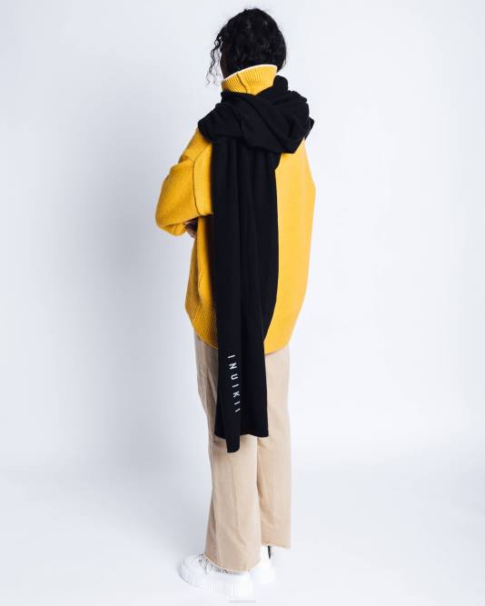 INUIKII Women Black Oversized Wool Scarf Accessories B8TL311 - Image 3