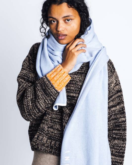 INUIKII Women Blue Oversized Wool Scarf Accessories B8TL308 - Image 3