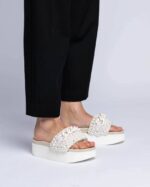 INUIKII Women Cream Woven Chain Platform Footwear B8TL15 - Image 3