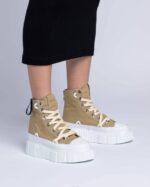 INUIKII Women Green Matilda Canvas High 23 Footwear B8TL36 - Image 4