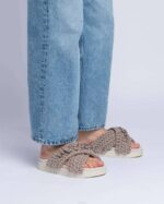 INUIKII Women Taupe Woven Stones Footwear B8TL7 - Image 3