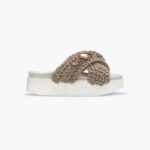 INUIKII Women Taupe Woven Stones Platform Footwear B8TL17