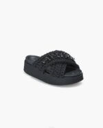 INUIKII Women True Black Woven Stones Platform Footwear B8TL14 - Image 2