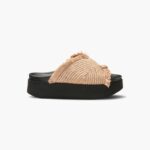 INUIKII Women White Platform Raffia Moon Footwear B8TL81