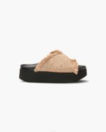 INUIKII Women White Platform Raffia Moon Footwear B8TL81